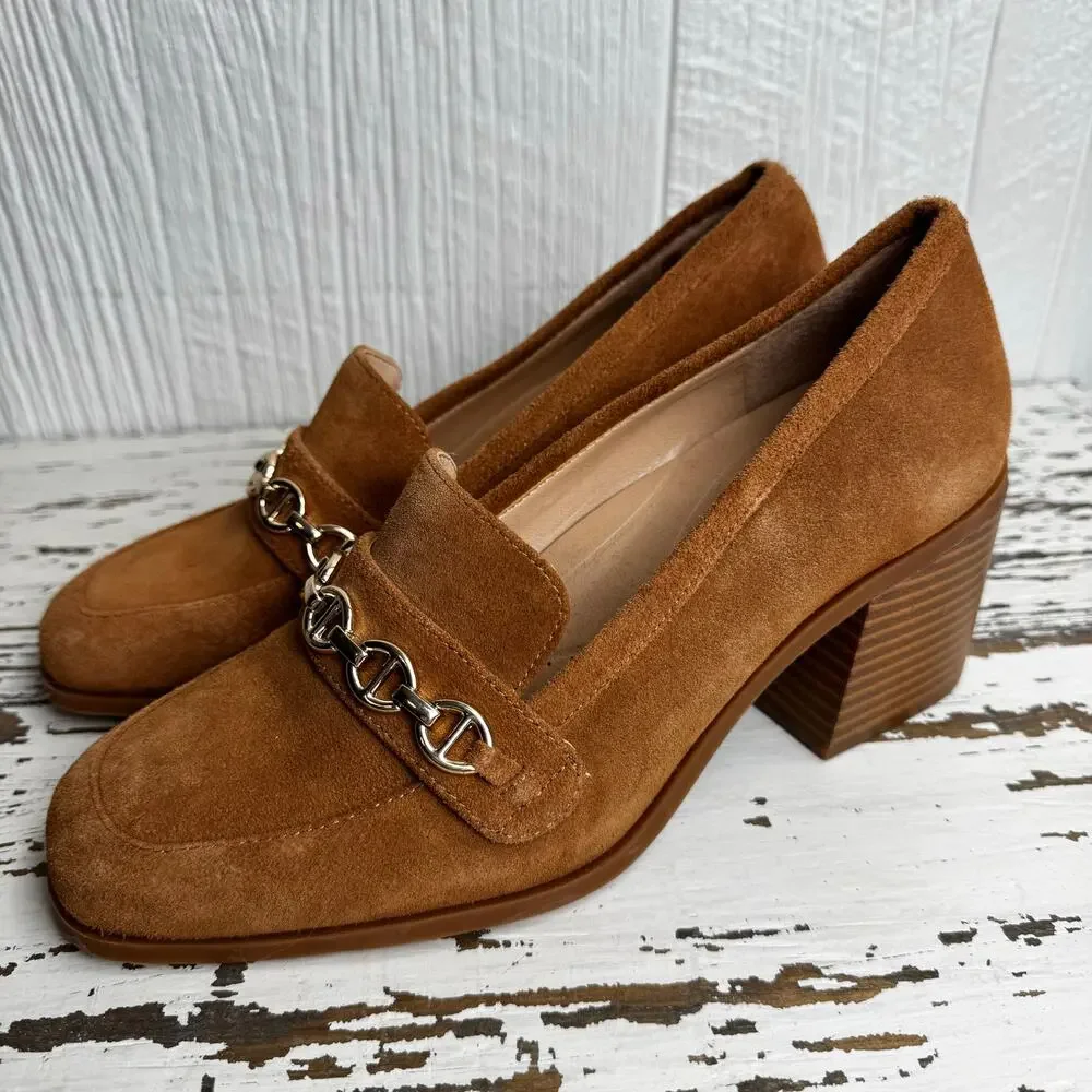 Alex Marie Women's Farin Loafer Pump Shoes Brown Leather Suede Size 8.5 M Camel - Picture 5 of 11